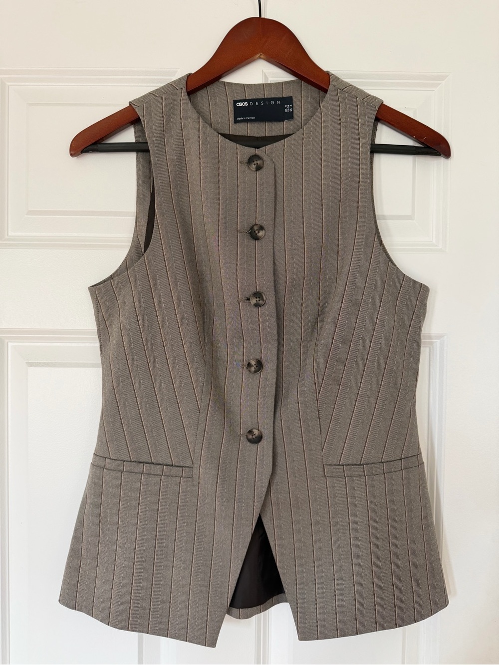 ASOS Gray Pinstripe Sleeveless Vest